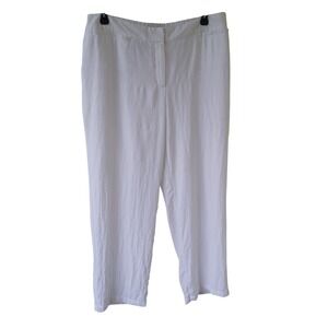 Chicos Travelers Collection White Textured Straight Leg Elastic Back Pants 40W